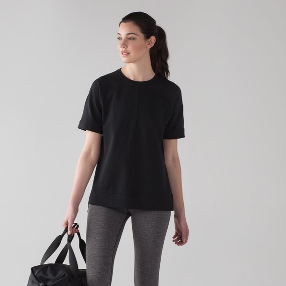 NWOT Lululemon Cut Above Tee Black Short Sleeve Longline Cotton French Terry - Picture 1 of 11